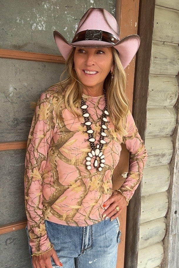 Blush Woodland Mesh Top