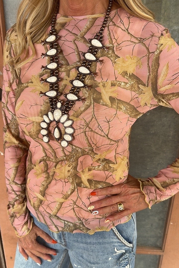 Blush Woodland Mesh Top