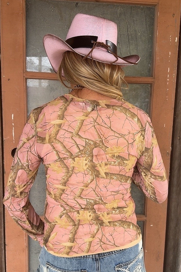 Blush Woodland Mesh Top