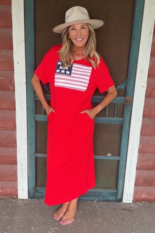 FGO Little Miss Liberty Applique Maxi Dress