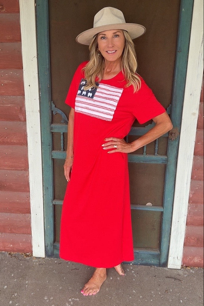 FGO Little Miss Liberty Applique Maxi Dress