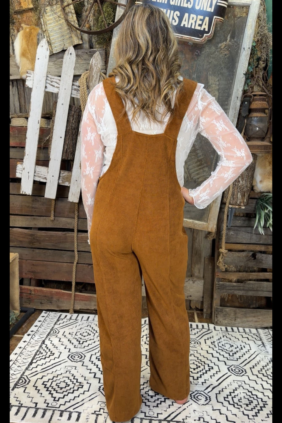 Warm Walnut Corduroy Overalls