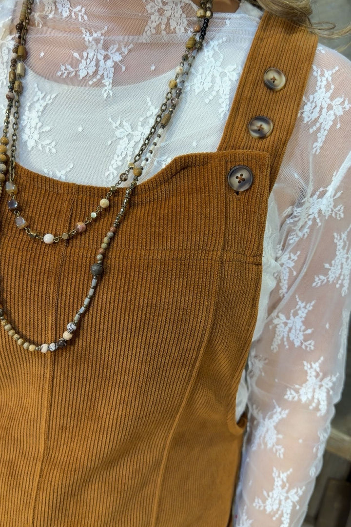Warm Walnut Corduroy Overalls