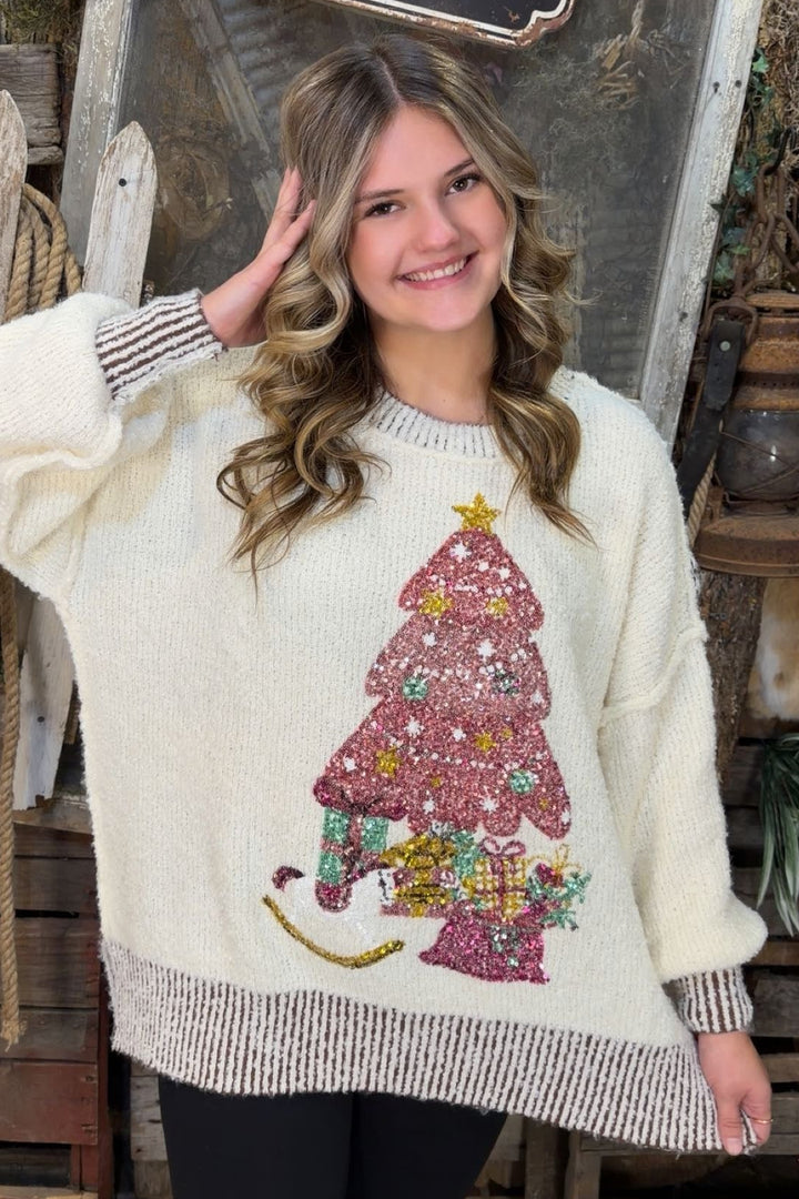 Pink Pines Christmas Sweater