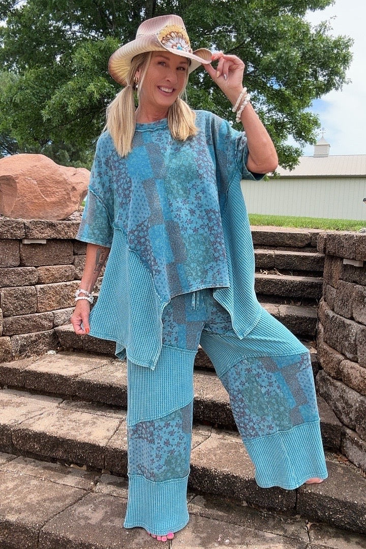Teal Dream Waffle Top