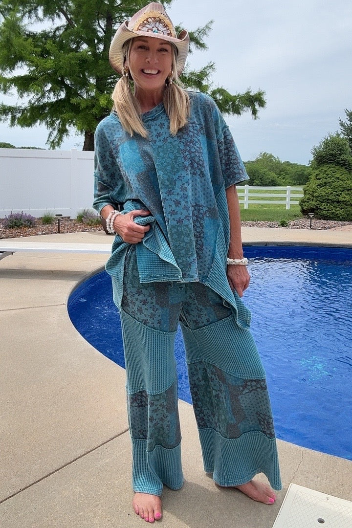 Teal Dream Waffle Pants