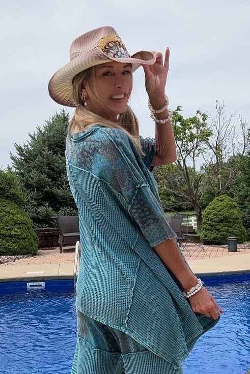 Teal Dream Waffle Top