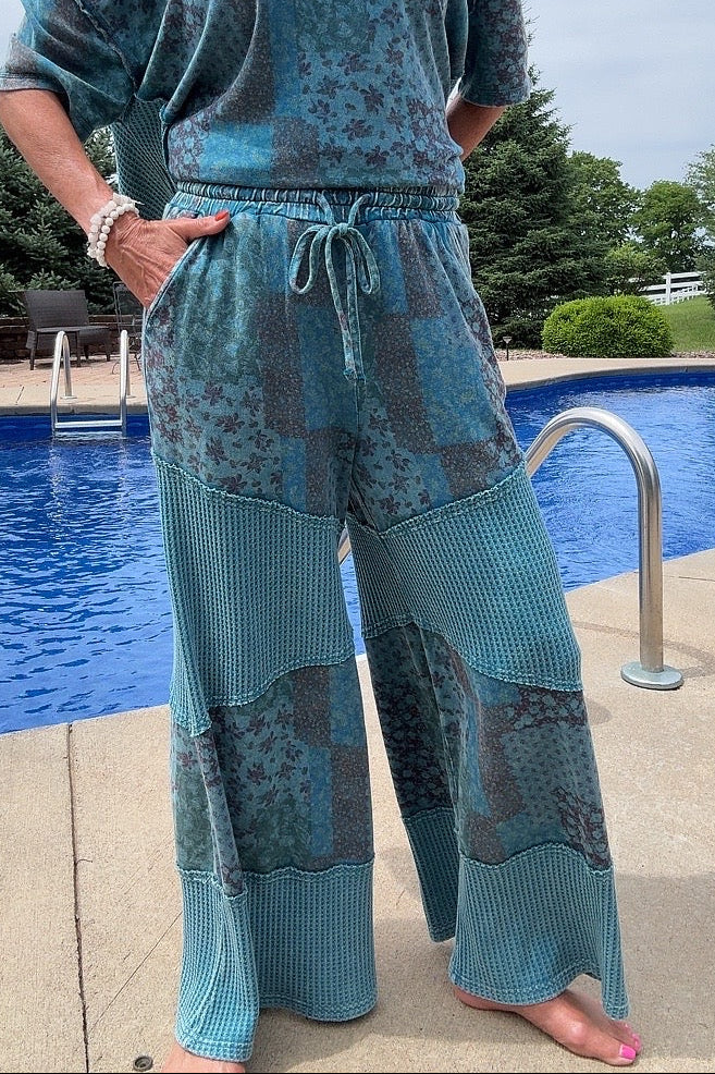 Teal Dream Waffle Pants