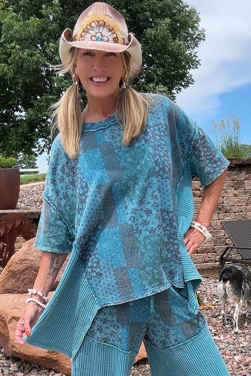 Teal Dream Waffle Top