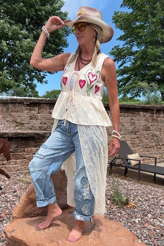 Sweetheart Lace Duster Vest