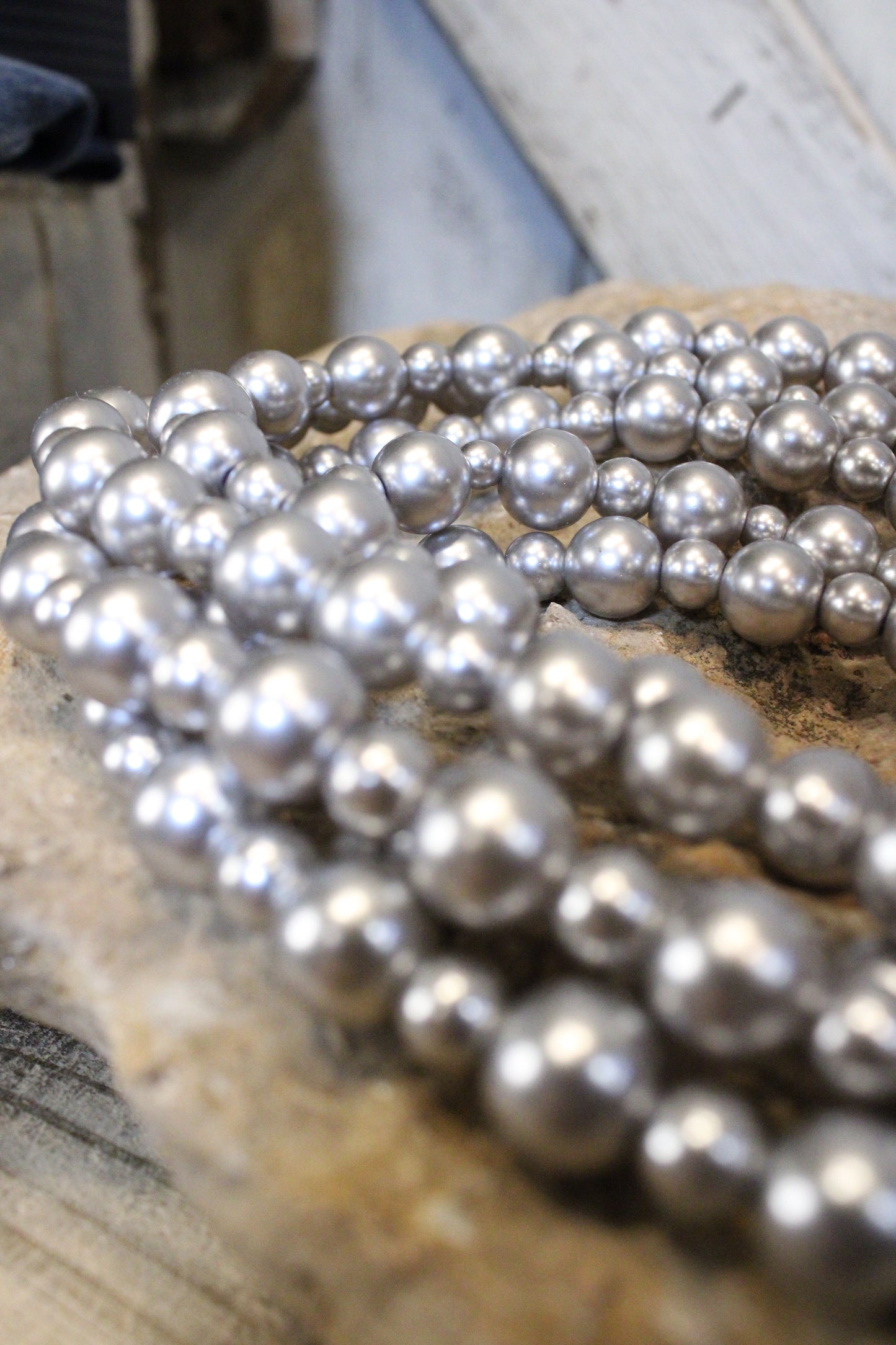 Vintage Vibes Silver Layered Pearl Necklace