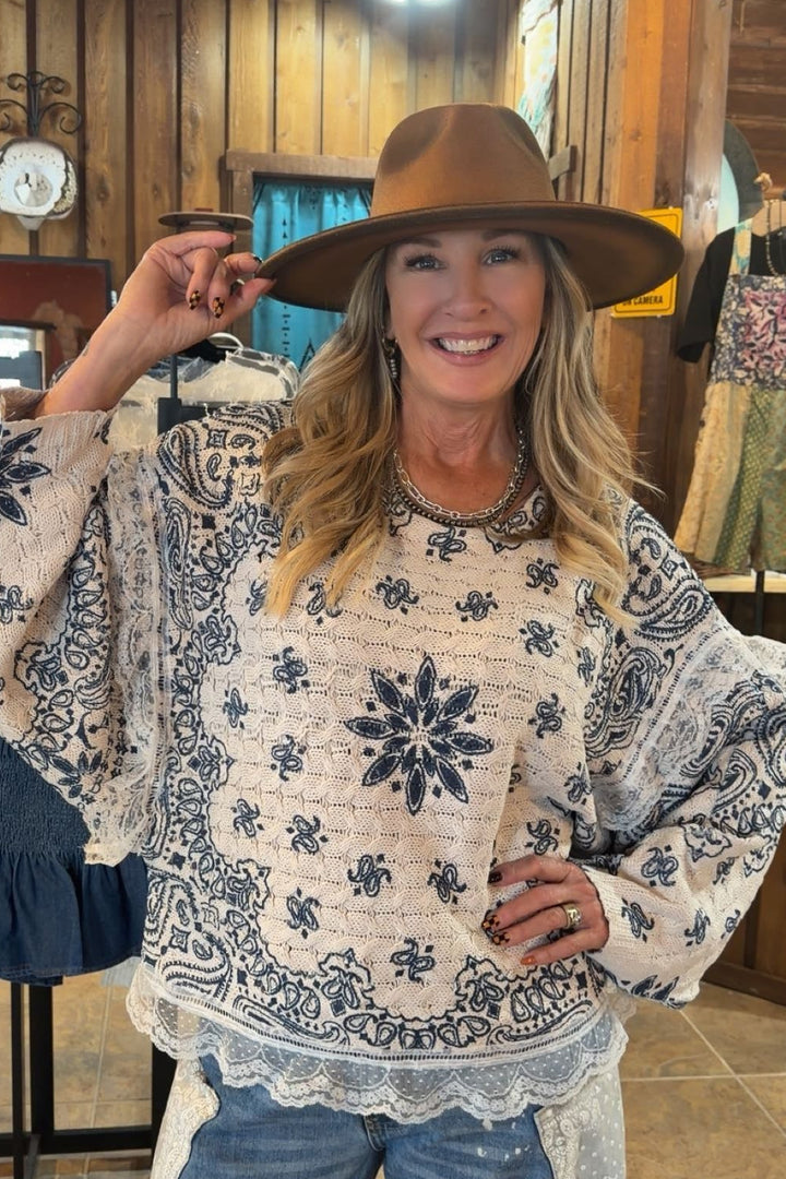 Prairie Paisley Knit Sweater