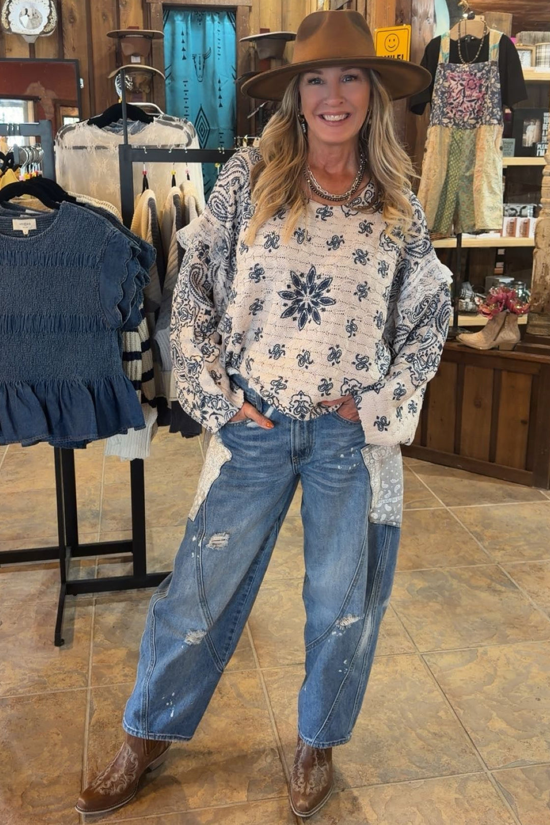 Prairie Paisley Knit Sweater