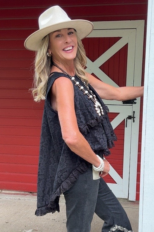 Midnight Lace High-Low Tank