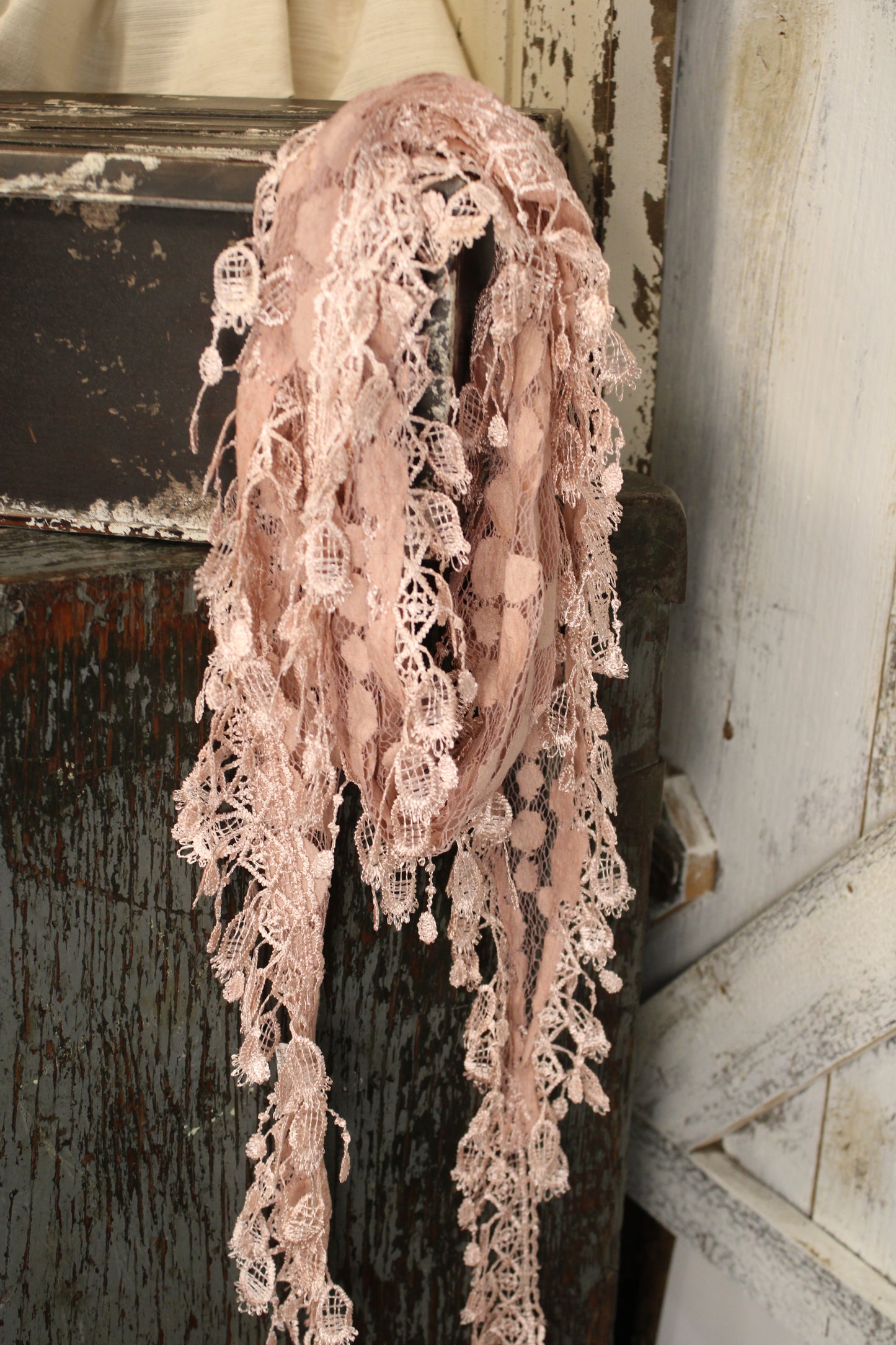 Misty Rose Dotted Scarf