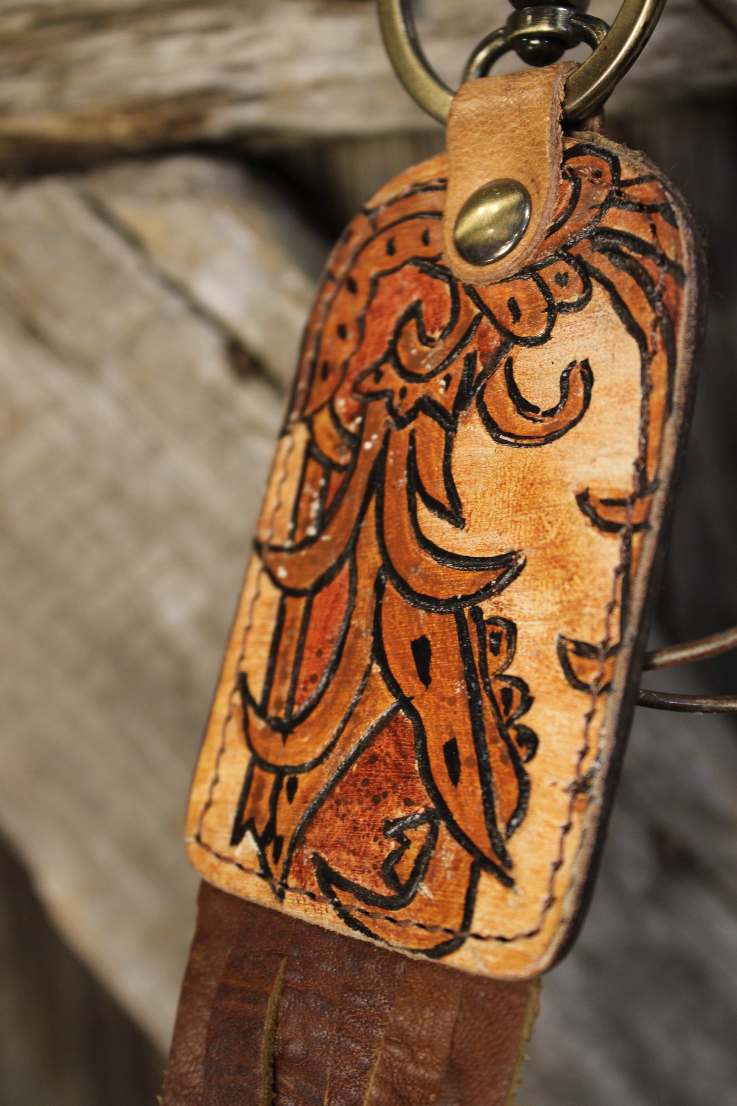 Prairie Spirit Hand Painted Hand Carved Keychain
