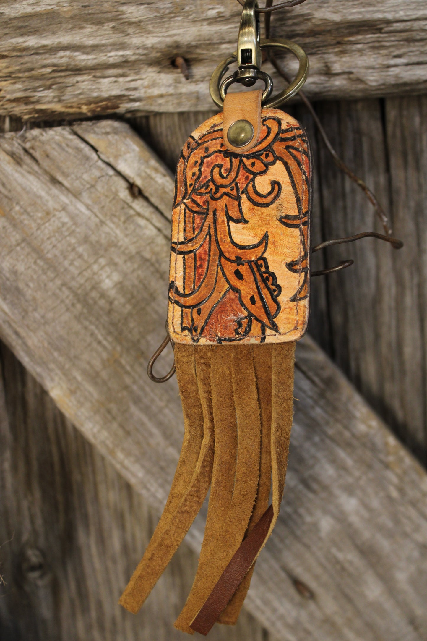 Prairie Spirit Hand Painted Hand Carved Keychain