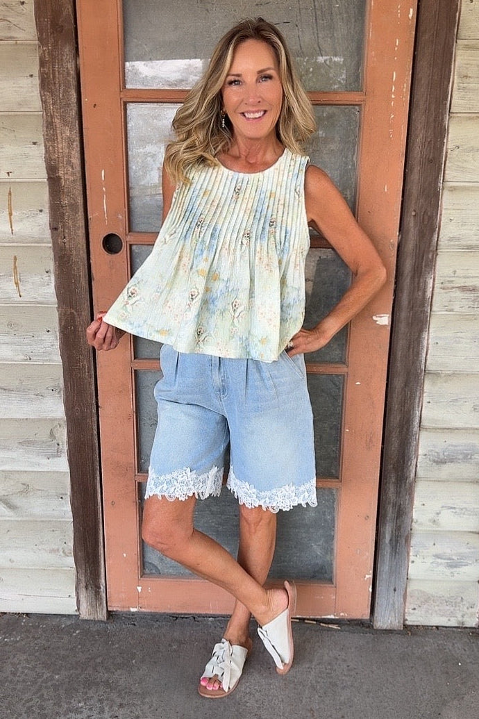 Whispering Tides Watercolor Top