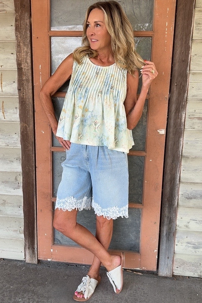 Denim Romance Lace Shorts