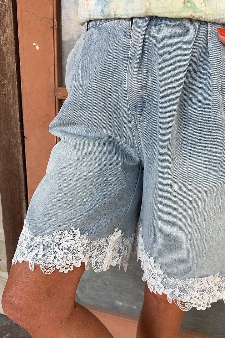 Denim Romance Lace Shorts