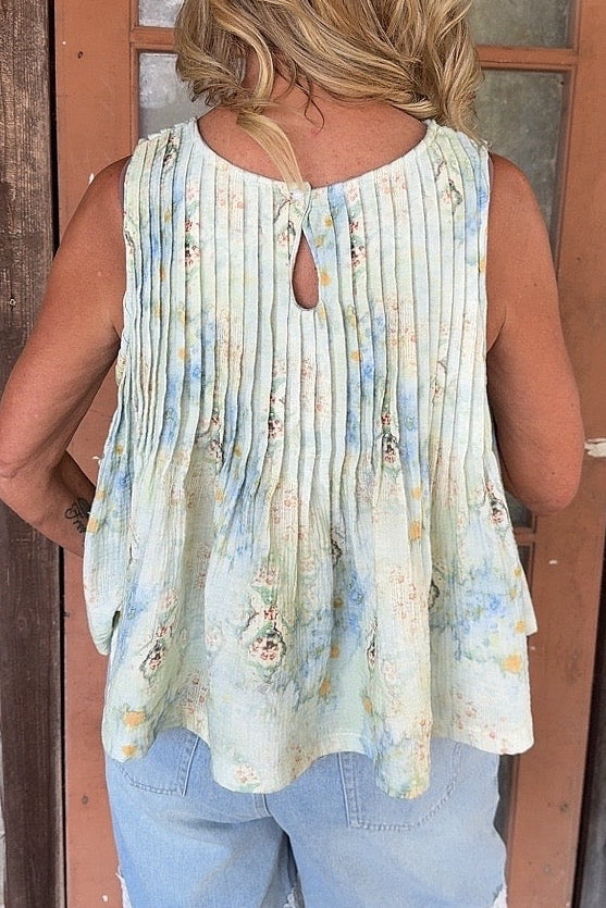 Whispering Tides Watercolor Top