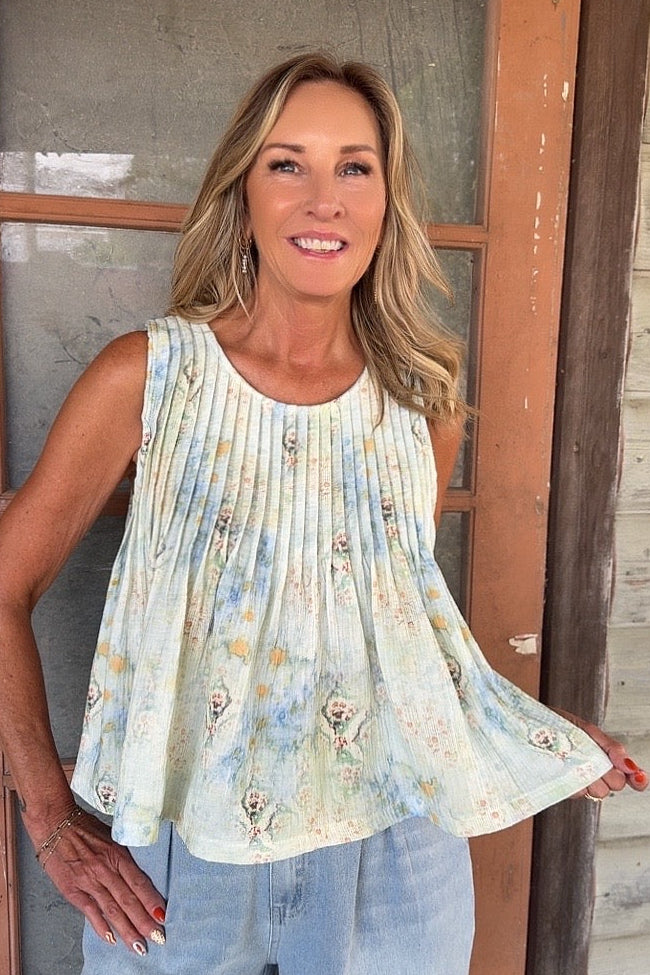Whispering Tides Watercolor Top