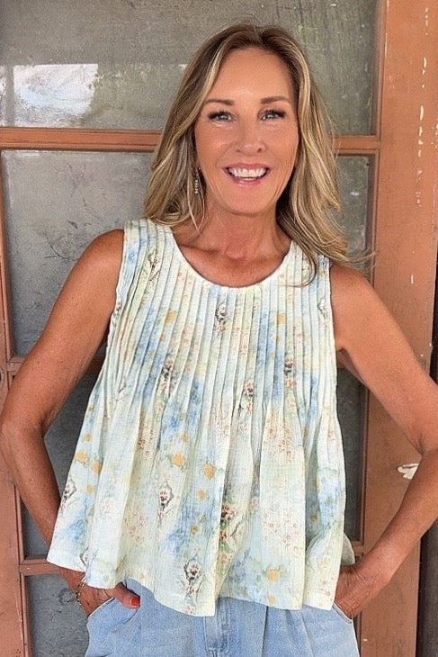 Whispering Tides Watercolor Top