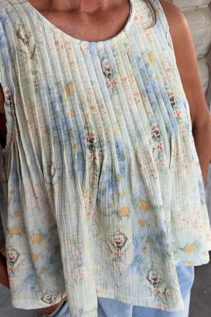 Whispering Tides Watercolor Top