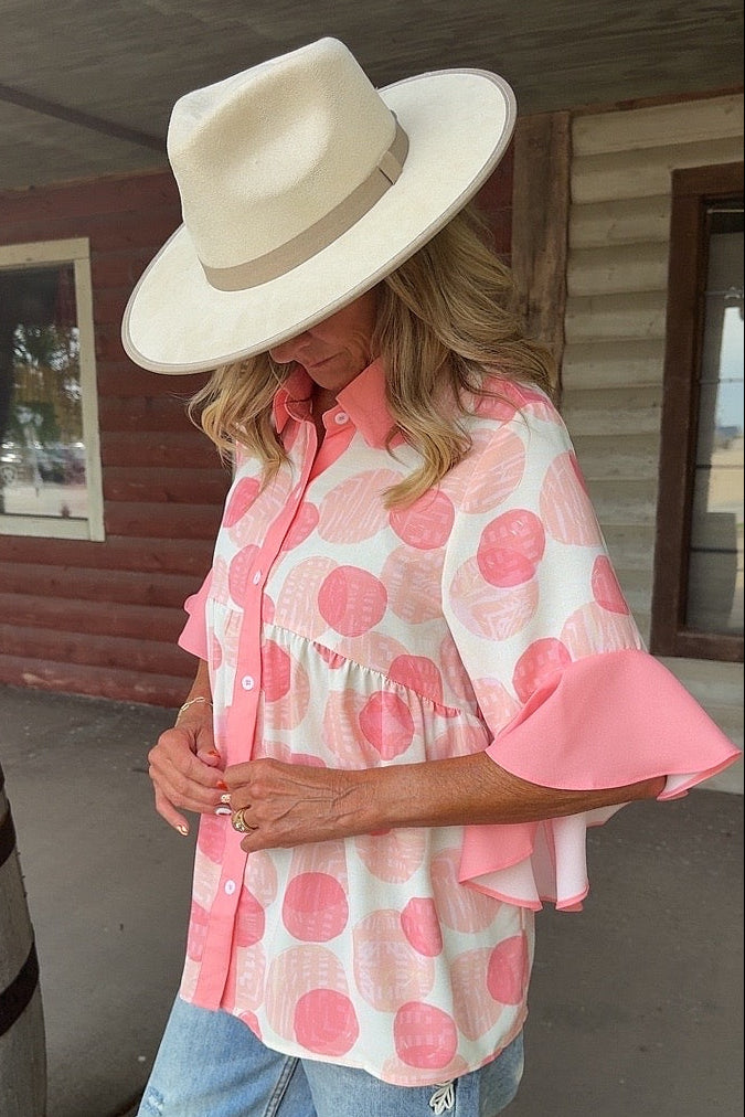 Blushing Polka Dot Blouse