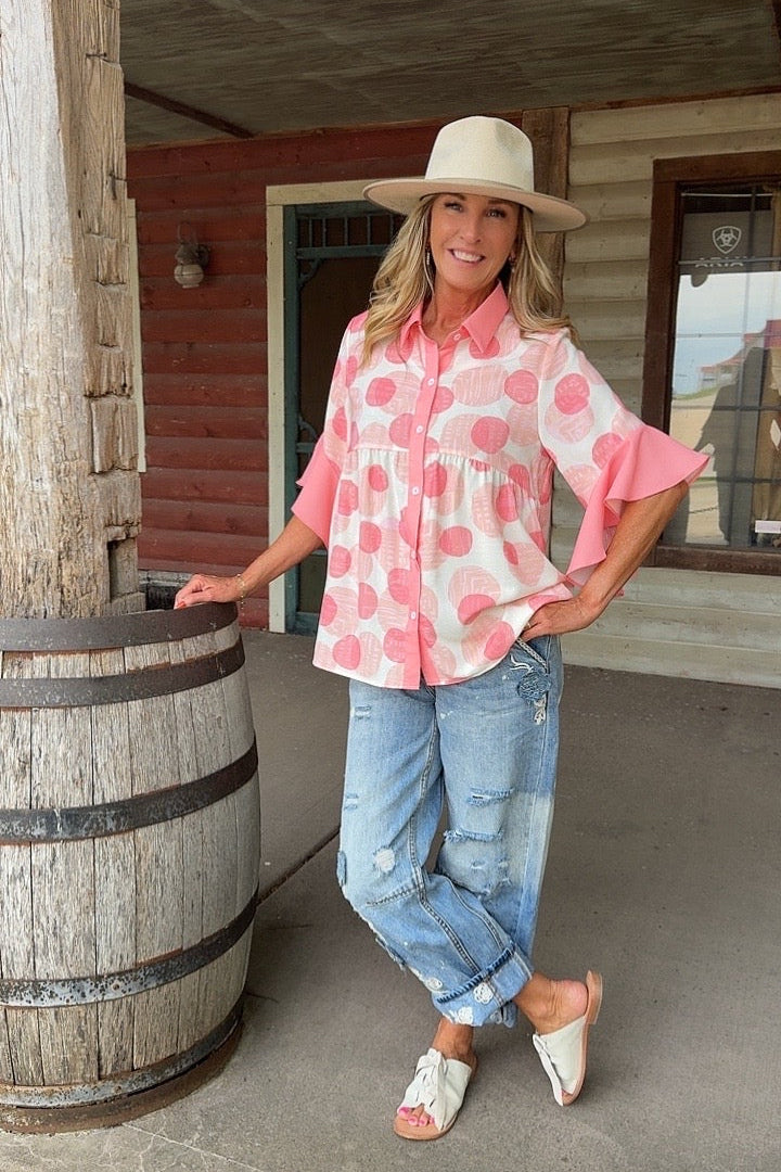Blushing Polka Dot Blouse