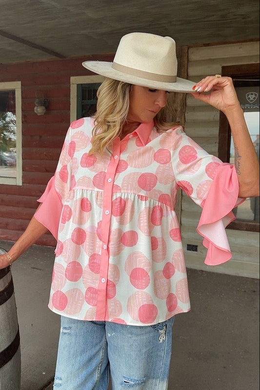 Blushing Polka Dot Blouse