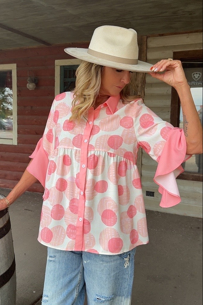 Blushing Polka Dot Blouse