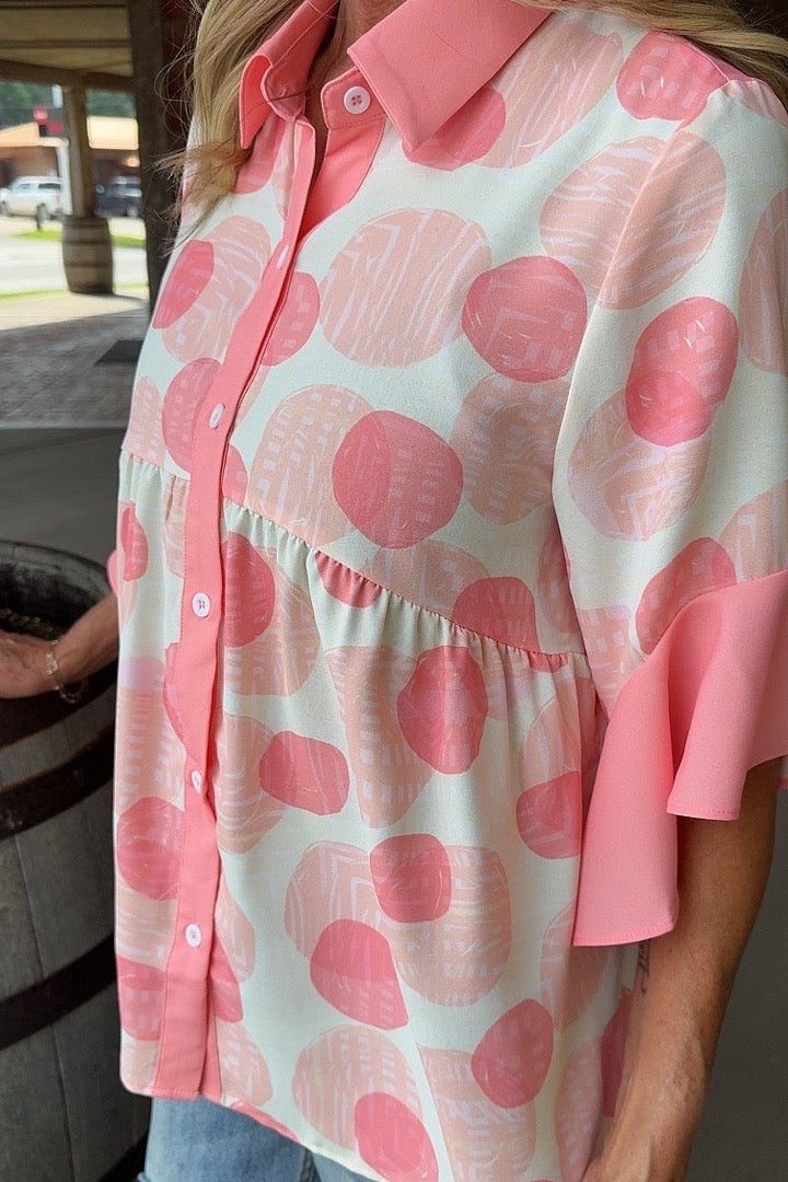 Blushing Polka Dot Blouse