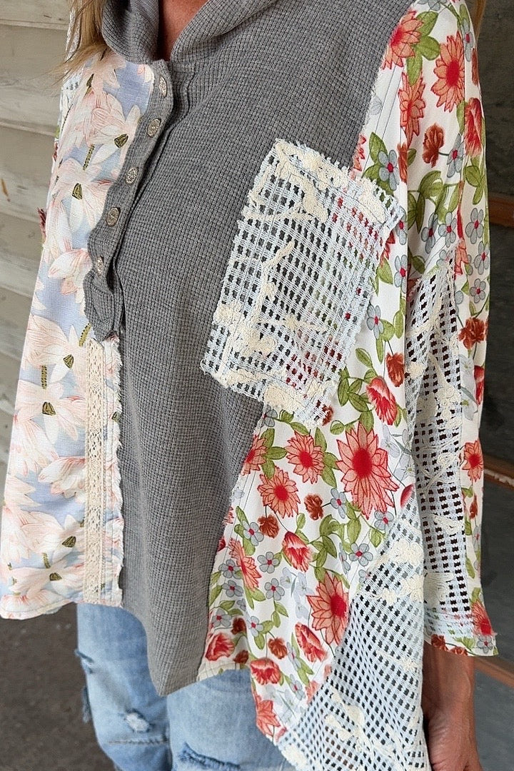 Blushing Breeze Gray Hooded Top