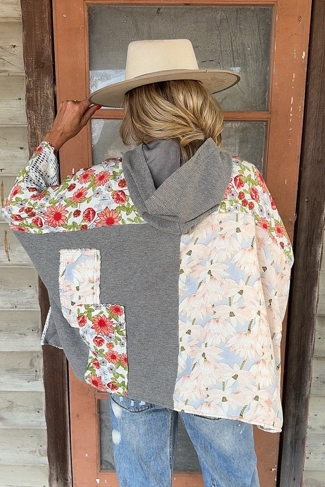 Blushing Breeze Gray Hooded Top