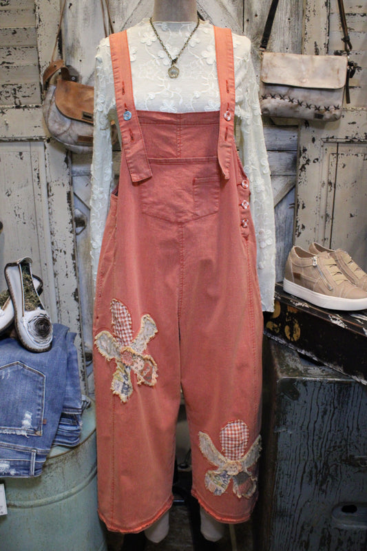 Flower Patch Boho Red Overalls