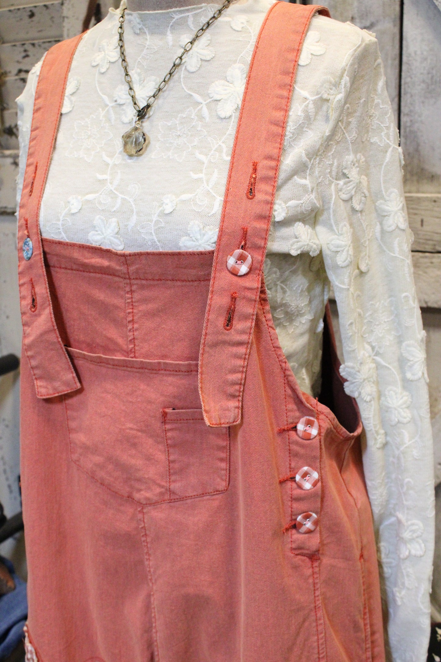 Flower Patch Boho Red Overalls