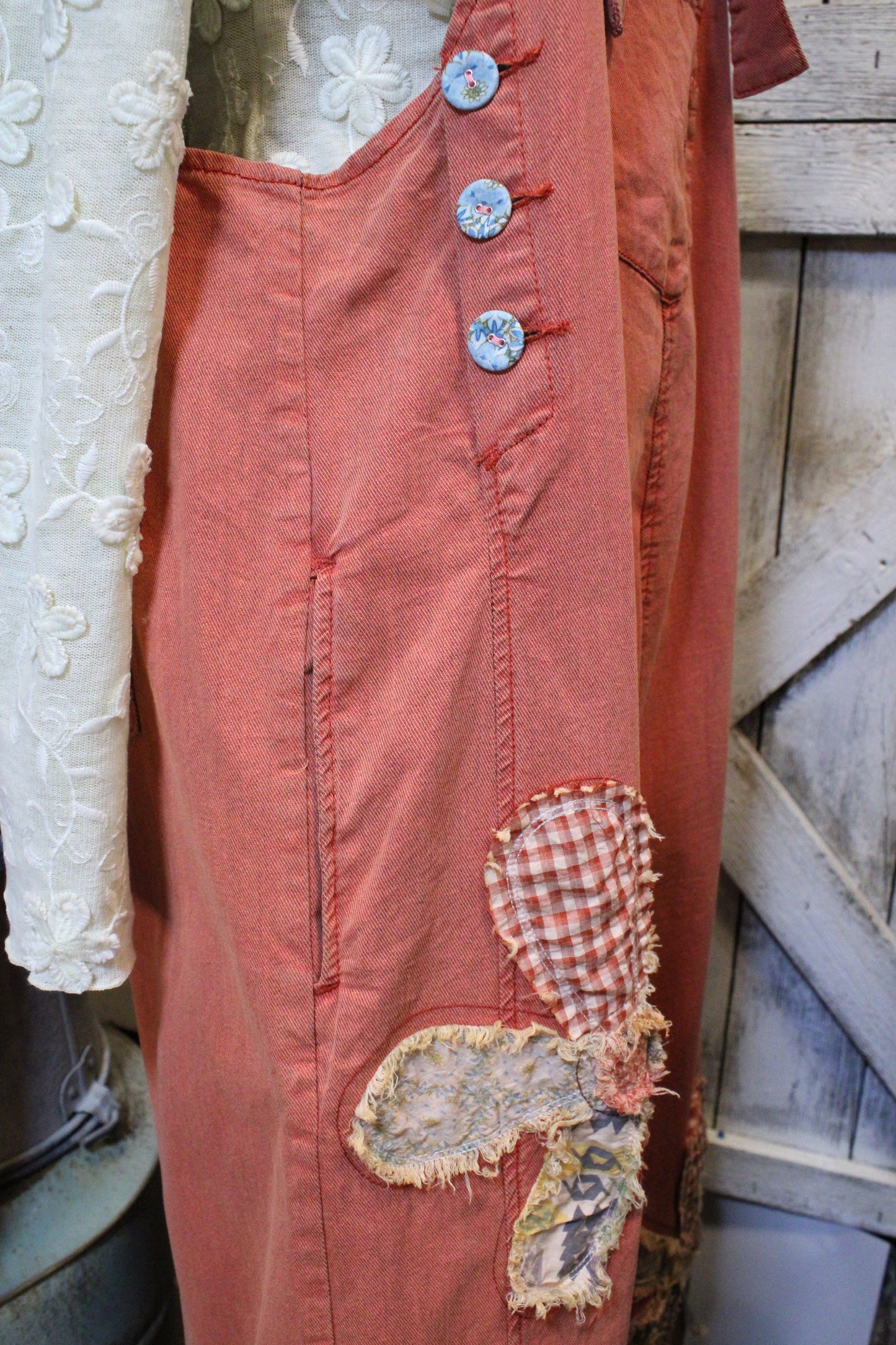 Flower Patch Boho Red Overalls