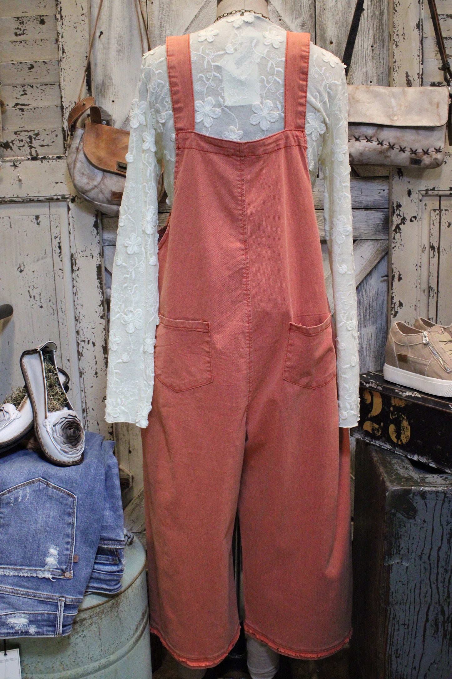 Flower Patch Boho Red Overalls
