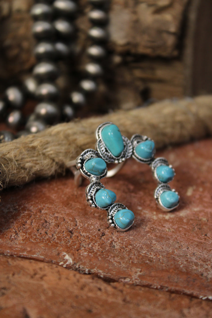 Squash Blossom Turquoise Ring