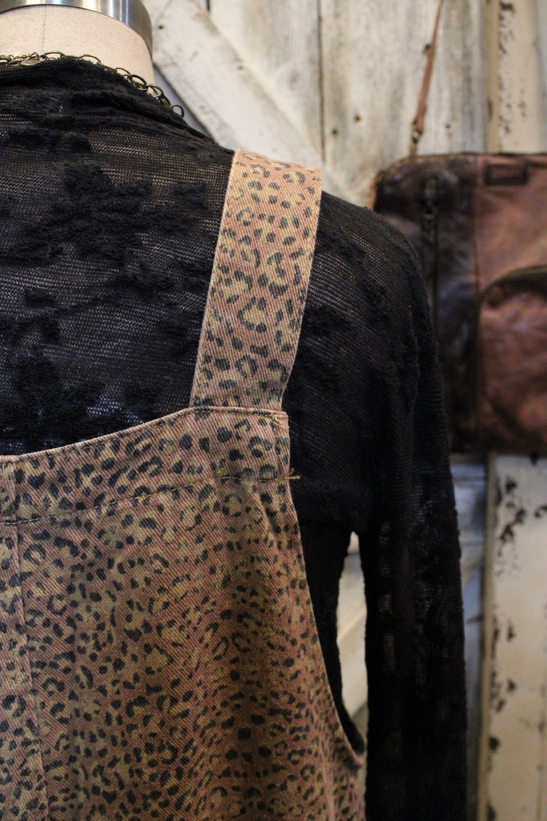 Wild Side Distressed Mocha Overalls