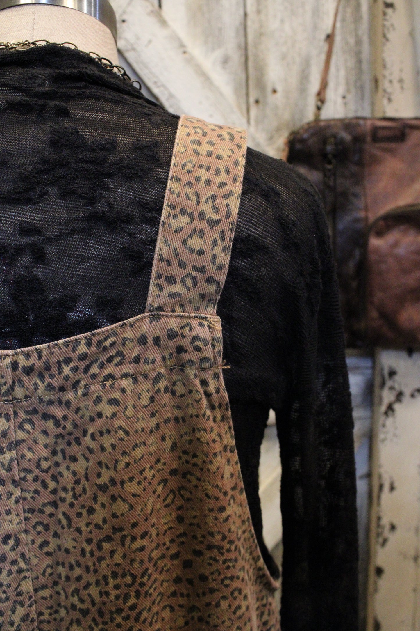 Wild Side Distressed Mocha Overalls