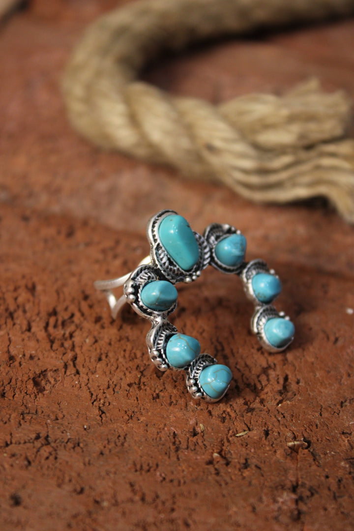 Squash Blossom Turquoise Ring