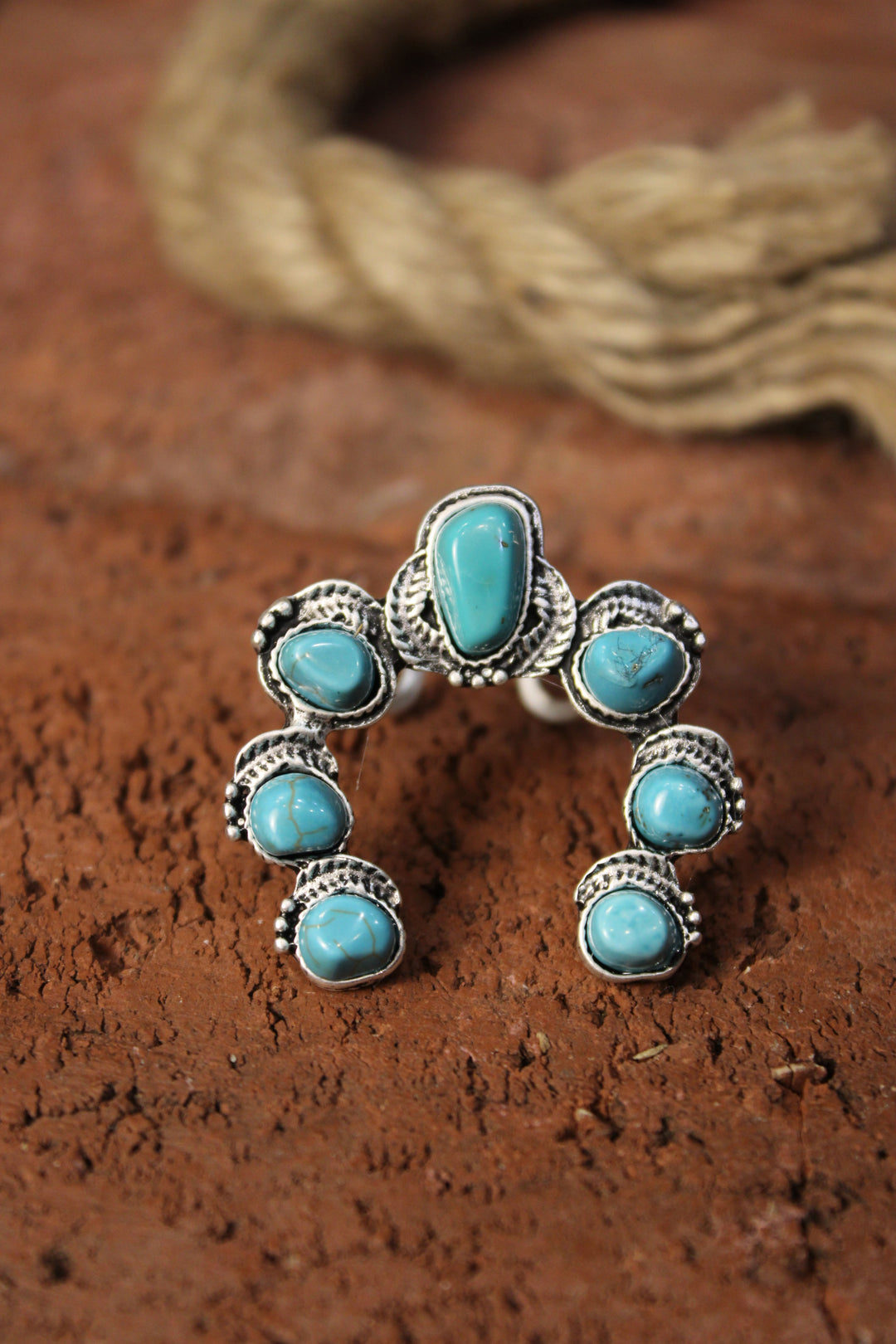 Squash Blossom Turquoise Ring