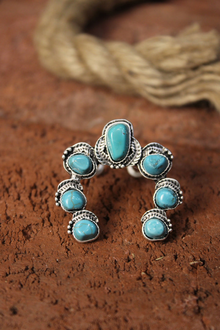 Squash Blossom Turquoise Ring