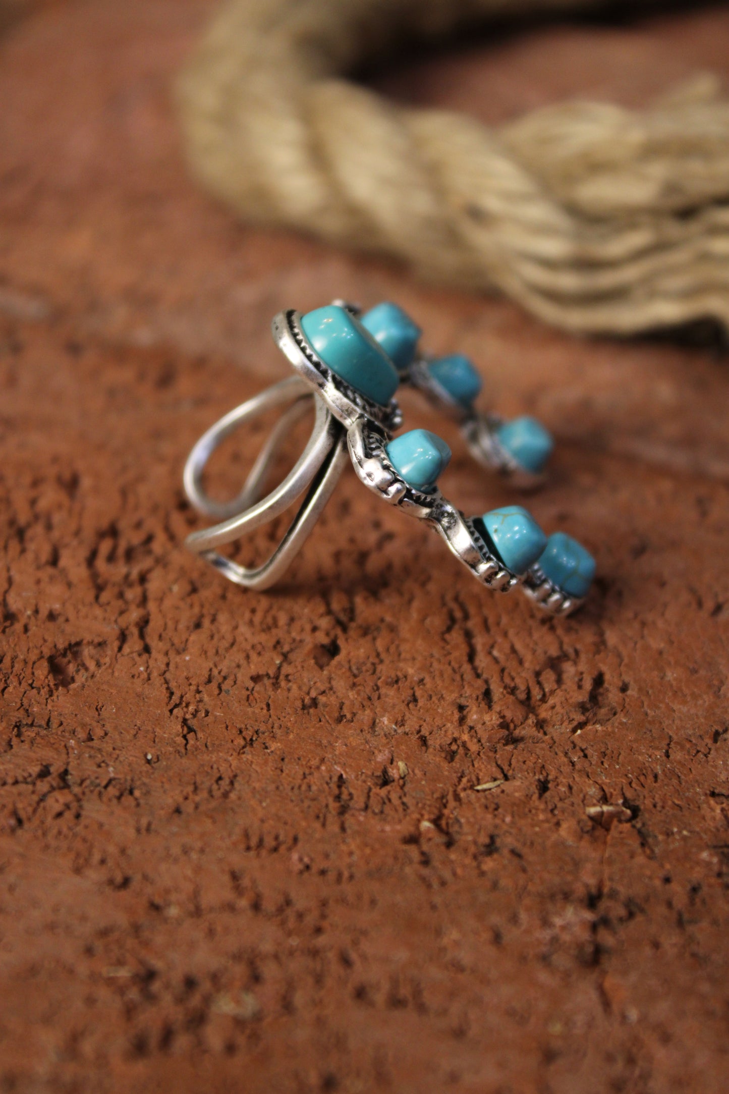 Squash Blossom Turquoise Ring