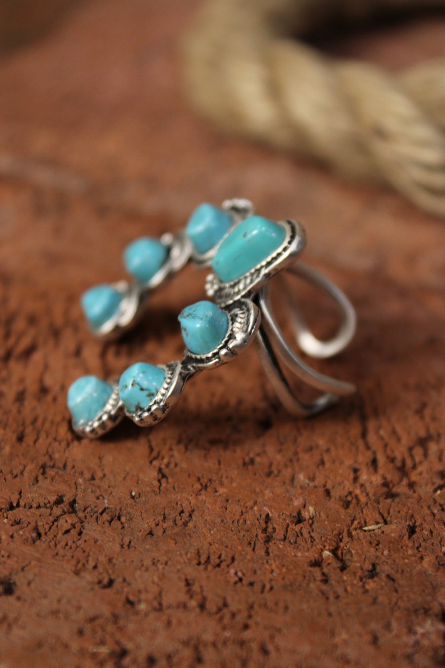 Squash Blossom Turquoise Ring