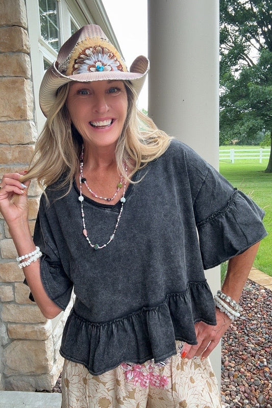 Midnight Mist Mineral Washed Cotton Top