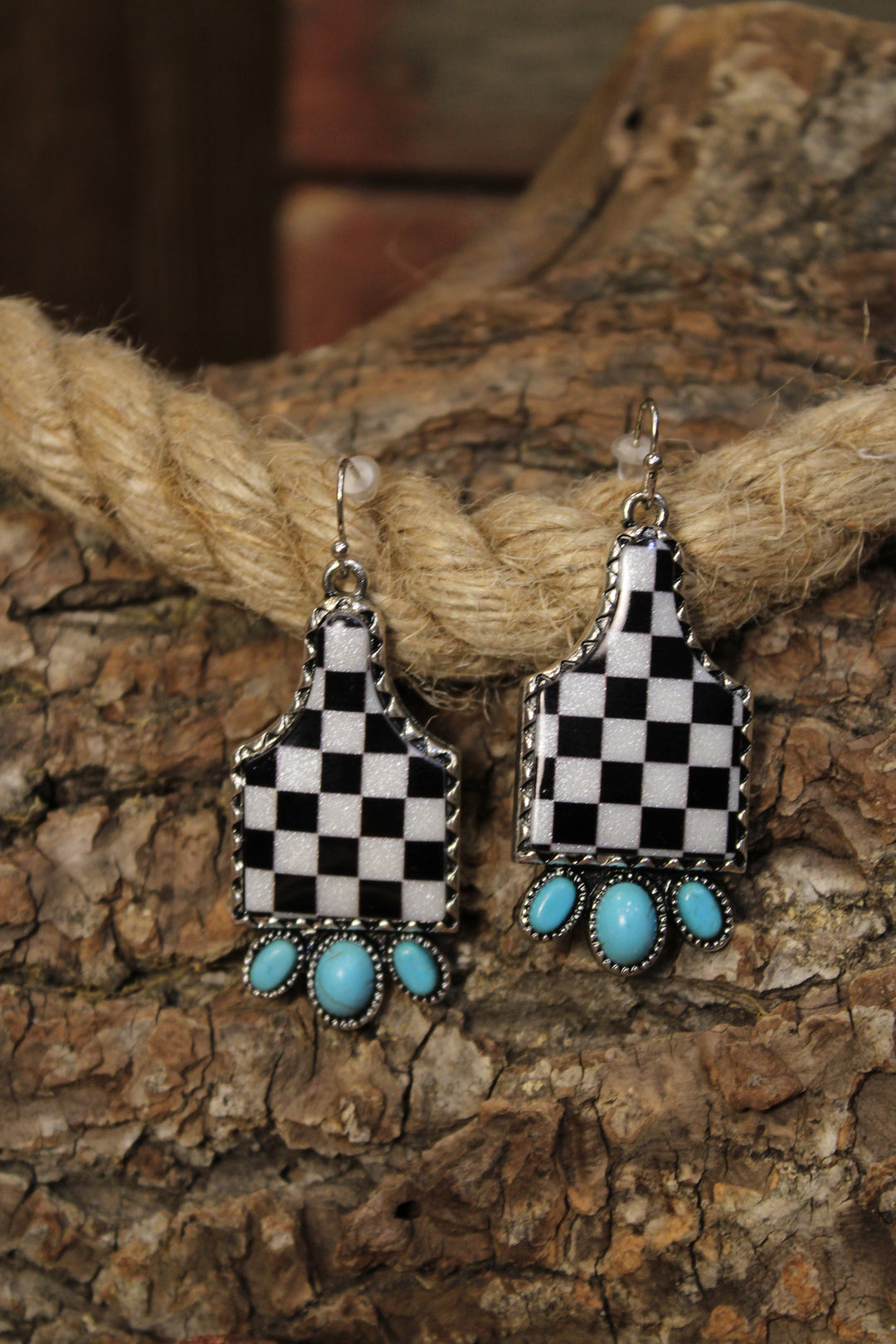 Cowgirl Checkmate Drop Earrings