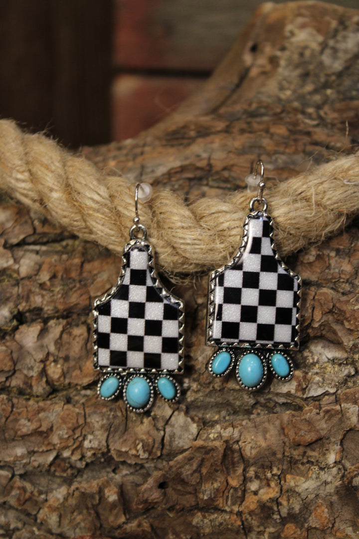 Cowgirl Checkmate Drop Earrings